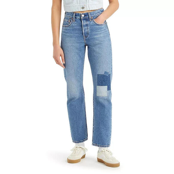 Levi's Denim - NWT Levis Premium 501 PATCH Straight Jeans 24x30 Womens Button Fly Distress $79